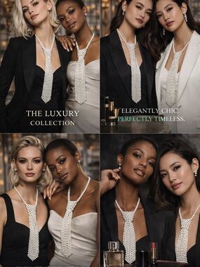 Pearl Statement Tie Necklace - White Pearled Women Jewelry